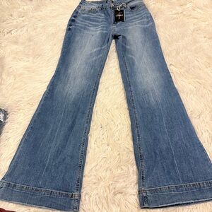 Flamingals flared wide leg stretchy denim jeans size M FL5-214